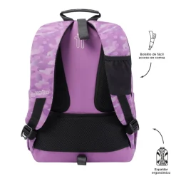 Totto - Mochila escolar adaptable a carro camuflaje rosa Acuareles