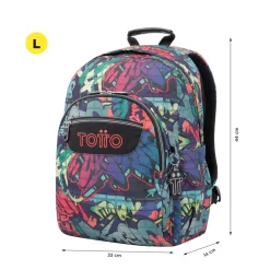 Totto - Mochila escolar adaptable a carro graffiti Acuareles