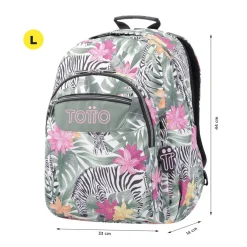 Totto - Mochila escolar adaptable a carro tropical cebras Acuareles
