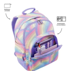 Totto - Mochila escolar arcoíris Crayoles