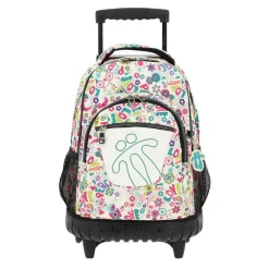 Totto - Mochila escolar con ruedas Renglones - Flores