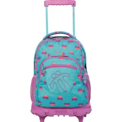 Totto - Mochila escolar con ruedas Renglones - Corazones