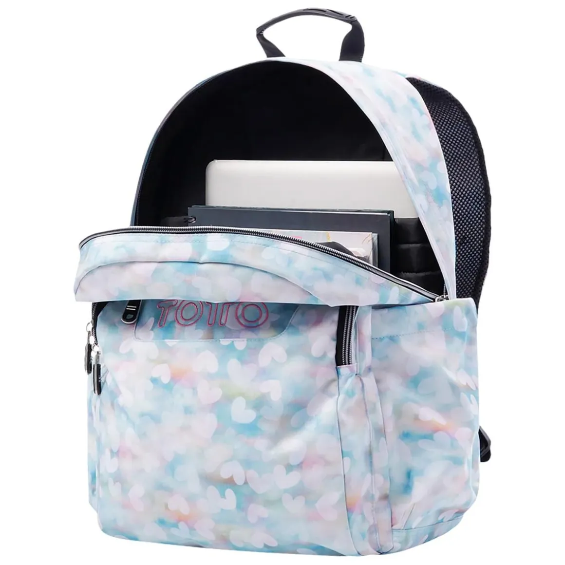 Totto - Mochila escolar corazones pastel Acuarela