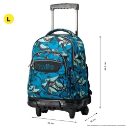 Totto - Mochila escolar con ruedas tiburones Renglones