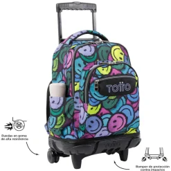 Totto - Mochila escolar con ruedas emojis Renglones