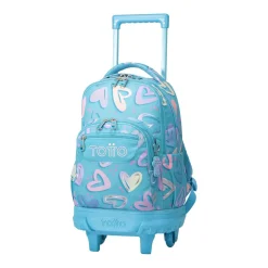 Totto - Mochila escolar pequeña ruedas corazones pintados Resma