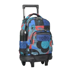 Totto - Mochila escolar pequeña ruedas cyber monstruos Resma