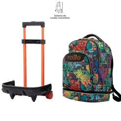 Totto - Mochila escolar ruedas desmontable graffiti Tiza
