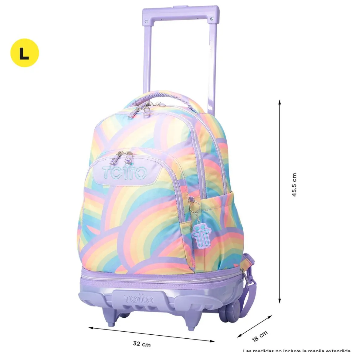 Totto - Mochila escolar ruedas desmontable arcoíris Tiza