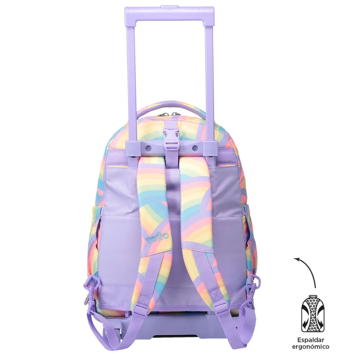 Totto - Mochila escolar ruedas desmontable arcoíris Tiza