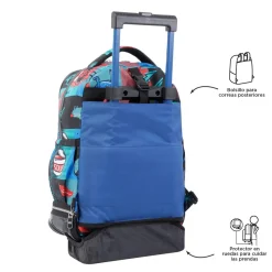 Totto - Mochila escolar ruedas desmontable cyber monstruos Tiza