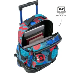 Totto - Mochila escolar ruedas desmontable cyber monstruos Tiza