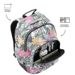 Totto - Mochila escolar tropical cebras Crayoles