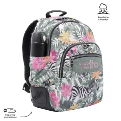 Totto - Mochila escolar tropical cebras Crayoles