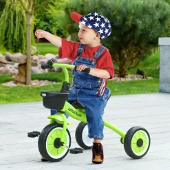 Triciclo con timbre y cesta Verde