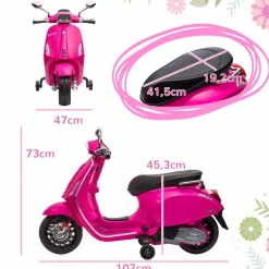 Vespa 6V con música, radio FM y ruedines Rosa