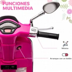 Vespa 6V con música, radio FM y ruedines Rosa