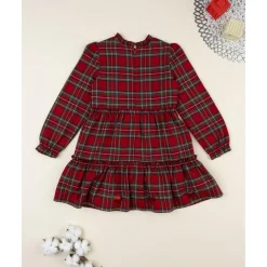 Vestido niña tartán rojo con cremallera trasera