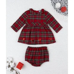 Vestido niña tartán rojo con culotte a juego