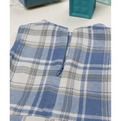 Vestido sin mangas tartán azul y beige para niña