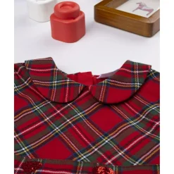 Vestido tartán rojo niña con cuello redondo