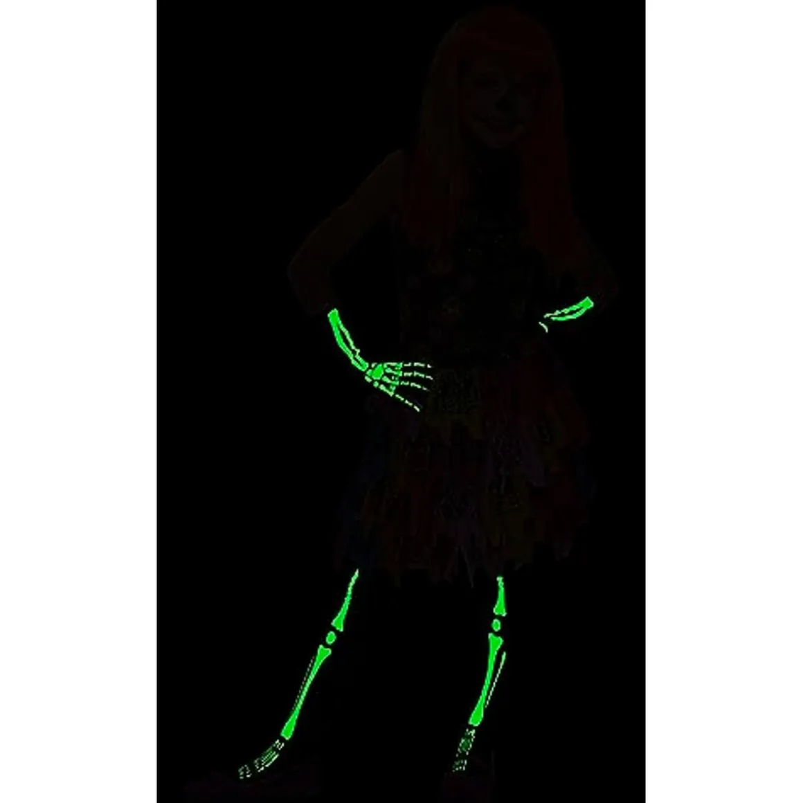 Vestido y medias efecto glow in dark para Halloween, Carnaval, Fiestas y cumpleaños ㅤ