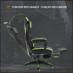 Vinsetto - Silla Gaming ergonómica verde-negro