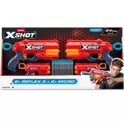 X-Shot - Pack 4 lanzadores + 24 dardos